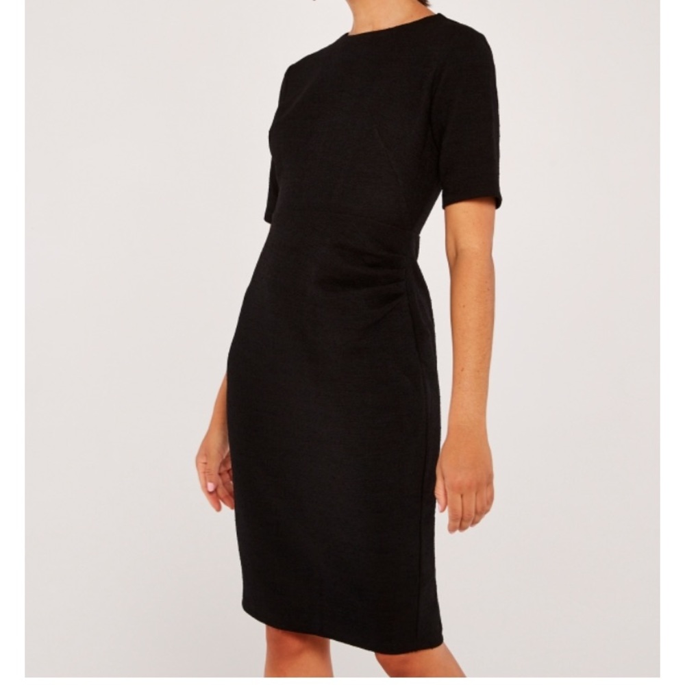 APRICOT Dress Boucle Ruched Side Fitted Black NWT